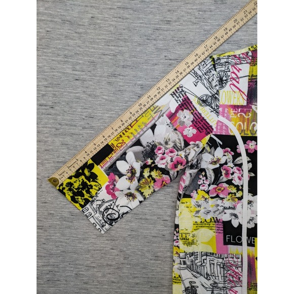 Onque Floral‎ Print Jacket Colorful Graphic Design Zip Up LARGE art to wear - Picture 6 of 10